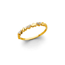 Load image into Gallery viewer, 14K Yellow Gold Hearts CZ Ring