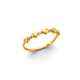 14K Yellow Gold CZ Hearts Ring