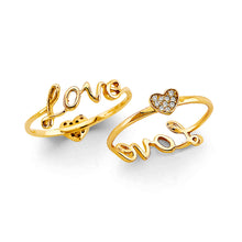 Load image into Gallery viewer, 14K Yellow Gold CZ Love And Heart Ring