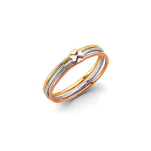 Load image into Gallery viewer, 14K Tri Color Gold Stackable Heart Ring