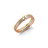 14K Tri Color Gold Stackable Heart Ring