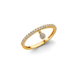 14K Yellow Gold Hanging Ball CZ Ring