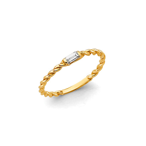 14K Yellow Gold CZ Stackable Ring