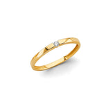 14K Yellow Gold Round Stackable CZ Ring