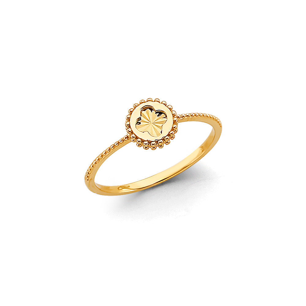 14K Yellow Gold Clover Ring