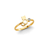 14K Yellow Gold CZ Cat Ring