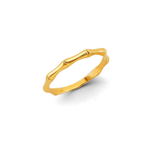 14K Yellow Gold Stackable Bamboo Ring