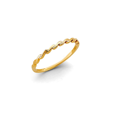 14K Yellow Gold Wave Stackable Ring