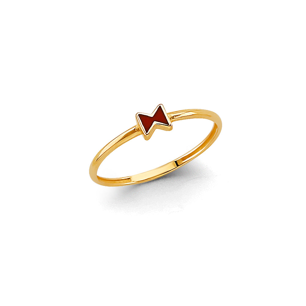 14K Yellow Gold Enamel Ribbon Stackable Ring