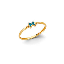 Load image into Gallery viewer, 14K Yellow Gold Blue Enamel Ribbon Stackable Ring