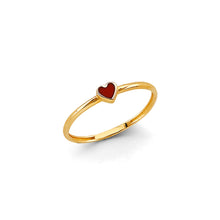 Load image into Gallery viewer, 14K Yellow Gold Enamel Heart Stackable Ring