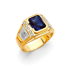 Load image into Gallery viewer, 14K Two Tone Gold Rectangle Men&#39;s CZ Ring