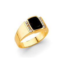 Load image into Gallery viewer, 14K Yellow Gold Square Men&#39;s CZ Ring