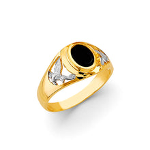 Load image into Gallery viewer, 14K Two Tone Gold Oval Eagle Men&#39;s CZ Ring