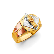 Load image into Gallery viewer, 14K Tri Color Gold Santa Muerte CZ Men&#39;s Ring