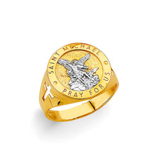 Load image into Gallery viewer, 14K Two Tone Gold St. Michael Men&#39;s Ring