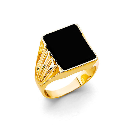 14K Yellow Gold Onyx Men's Ring