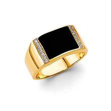 Load image into Gallery viewer, 14K Yellow Gold Onyx Men&#39;s CZ Ring