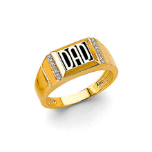 Load image into Gallery viewer, 14K Two Tone Gold Dad CZ Men&#39;s Ring