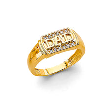 Load image into Gallery viewer, 14K Two Tone Gold Dad Rectangle Men&#39;s CZ Ring