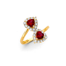 Load image into Gallery viewer, 14K Yellow Gold Heart Red CZ Ring