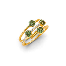 Load image into Gallery viewer, 14K Yellow Gold Flower Green CZ Ring