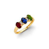 14K Yellow Gold 3 Stone Color CZ Ring