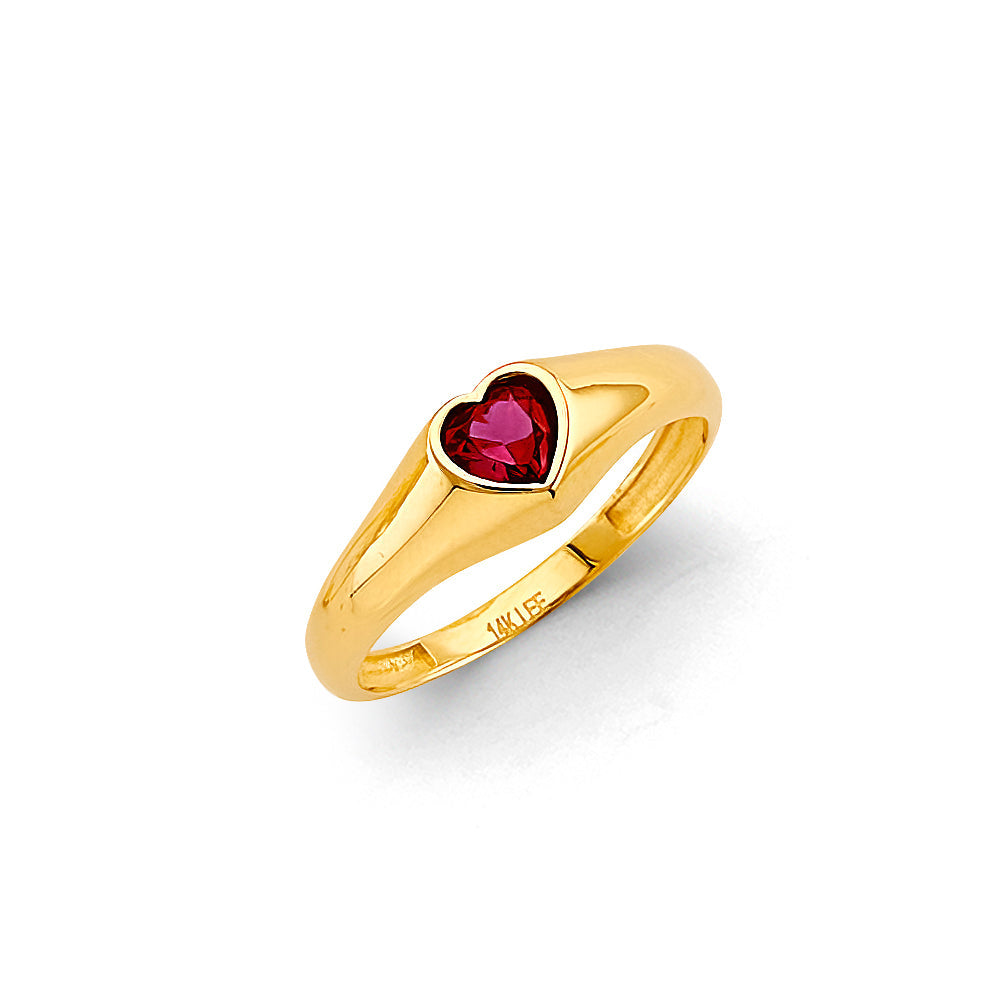 14K Yellow Gold Heart Bezel CZ Ring