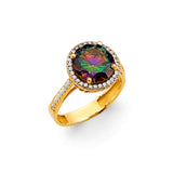 14K Yellow Gold Fancy Mystic Topaz CZ Ring