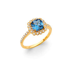 Load image into Gallery viewer, 14K Yellow Gold Fancy Blue CZ Ring