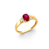 14K Yellow Gold Fancy Oval Red CZ Ring