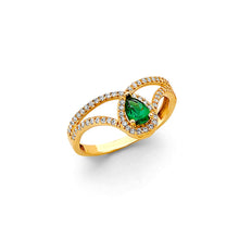 Load image into Gallery viewer, 14K Yellow Gold Drop Fancy Green CZ Ring