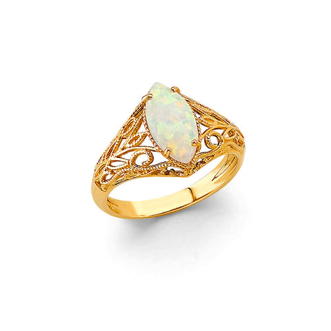 14K Yellow Gold Fancy Opal CZ Ring