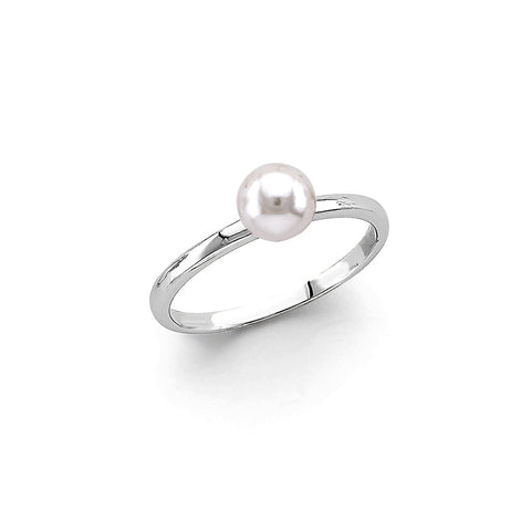 14K White Gold Pearl Ring