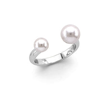 Load image into Gallery viewer, 14K White Gold Open Cuff Pearl Ring