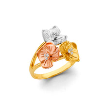 Load image into Gallery viewer, 14K Tri Color Gold Flower Ring