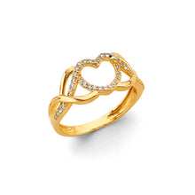 Load image into Gallery viewer, 14K Yellow Gold CZ Infinity Heart Ring