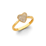 14K Yellow Gold CZ Single Heart Ring