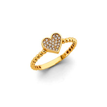 Load image into Gallery viewer, 14K Yellow Gold CZ Balls Heart Ring