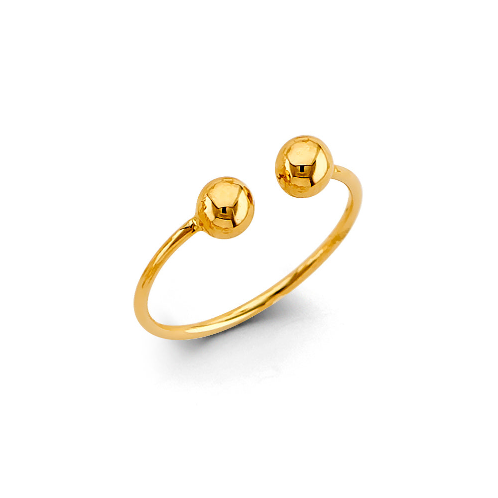 14K Yellow Gold Open Cuff Ball Ring