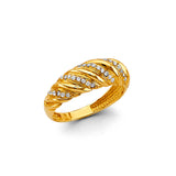 14K Yellow Gold CZ Shrimp Dome Ring