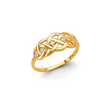 Load image into Gallery viewer, 14K Yellow Gold CZ Flat Knot Ring