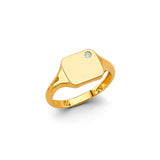 14K Yellow Gold CZ Signet Ring