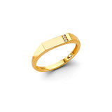 14K Yellow Gold CZ Rectangle Signet Ring