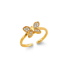 Load image into Gallery viewer, 14K Two Tone Gold CZ Butterfly Toe Ring