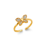 14K Two Tone Gold CZ Butterfly Toe Ring