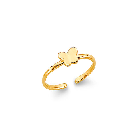 14K Yellow Gold Butterfly Toe Ring