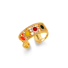 Load image into Gallery viewer, 14K Yellow Gold Multi Color CZ Flower Toe Ring