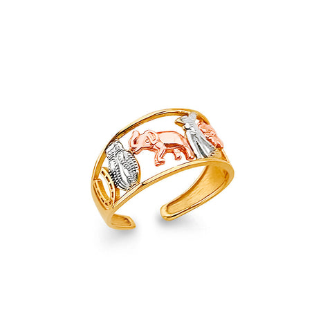 14K Tri Color Gold Lucky Toe Ring