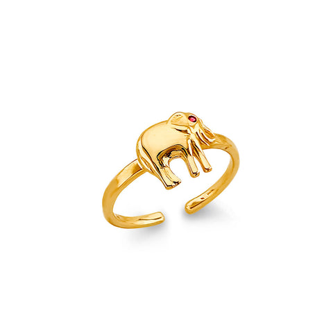 14K Yellow Gold CZ Elephant Toe Ring